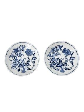 Blue Danube Blue Onion 5.5" Porcelain Tea Saucers Japan Rectangle Stamp 2 Pcs